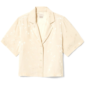 Women's Brixton Silky Short-Sleeve Jacquard Button Down Shirt 2025 in Yellow size X-Small | Viscose