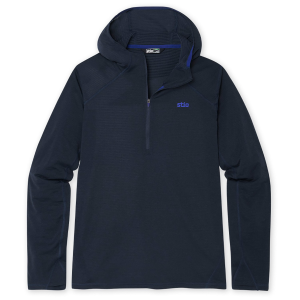 Stio Trax Power Grid Half Zip Hoodie Men's 2025 in Black size Large | Spandex/Polyester