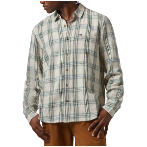 Brixton Charter Linen Blend Long-Sleeve Shirt Men's 2025 in Green size X-Large | Cotton