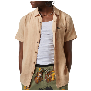 Brixton Charter Organic Cotton Short-Sleeve Shirt Men's 2025 in Brown size Medium