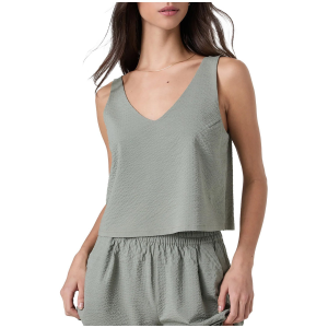 Women's Vuori SL Villa Textured Crop Tank Top 2025 Green size Small | Elastane/Polyester