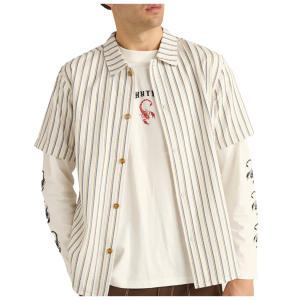 Rhythm Seersucker Stripe Short-Sleeve Shirt Men's 2025 in White size Small | Cotton