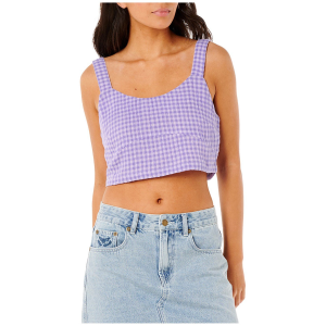 Women's Rip Curl Premium Surf Check Crop Top 2025 in Purple size X-Small | Cotton