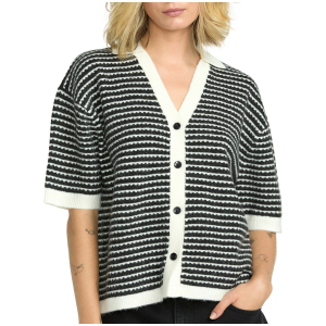 Women's Volcom Saltie Stones Cardi 2025 in Black size Small | Acrylic/Wool/Elastane