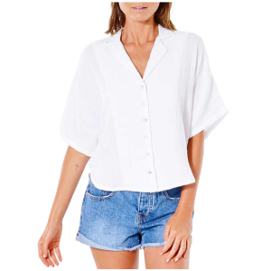 Women's Rip Curl Premium Surf Short-Sleeve Shirt 2025 in White size X-Small | Cotton