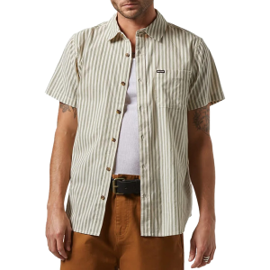 Brixton Charter Print Short-Sleeve Shirt Men's 2025 in Green size X-Large | Spandex/Cotton/Polyester