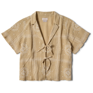 Women's Brixton Wandering Tie Top 2025 in Brown size X-Small | Cotton