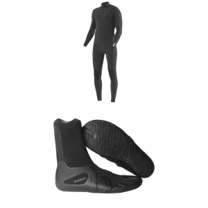 Vissla 7 Seas 4/3 Chest Zip Wetsuit 2026 - Small Package (S) + 10 Booties in Black size S/10 | Neoprene
