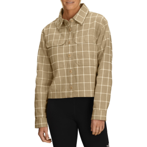 Women's The North Face Valley Shirt 2025 Stone Grid Large Plaid in Khaki size Small | Cotton/Polyester
