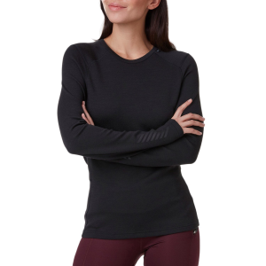 Women's Helly Hansen Lifa Midweight Crew Baselayer Top in Black size X-Small | Wool