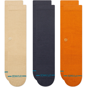 Stance Icon 3-Pack Socks 2025 in Khaki size Large | Cotton
