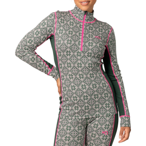 Women's Kari Traa Rose Half Zip Top 2026 in Green size X-Small | Wool/Micron