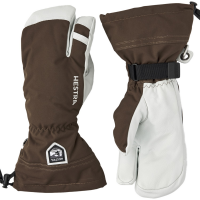 Hestra Army Leather Heli Ski 3-Finger Mittens 2025 in Brown size 10 | Leather/Polyester