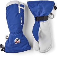 Hestra Army Leather Heli Ski 3-Finger Mittens 2025 in Blue size 9 | Leather/Polyester