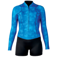 Women's XCEL Water Inspired Axis Long Sleeve Front Zip 2/1mm Springsuit in Blue size 4 | Spandex/Neoprene