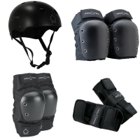 Pro-Tec Classic Skate Skateboard Helmet 2025 - Large Package (L) + M Adult Knee Pads in Black size L/M | Nylon/Polyester