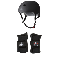 Triple 8 The Certfied Sweatsaver Skateboard Helmet 2025 - S/M Package (S/M) + S Adult Wrist Guards in Black size S/M/S | Nylon