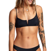 Women's RVCA Solid V-Wire Bralette Bikini Top 2022 in Black size X-Large | Nylon/Elastane