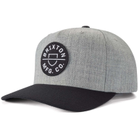 Brixton Crest CP MP Snapback Hat 2023 in Gray | Acrylic/Wool/Plastic