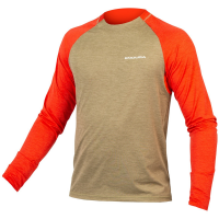 Endura SingleTrack Long Sleeve Jersey 2022 in Khaki size Large | Elastane/Polyester