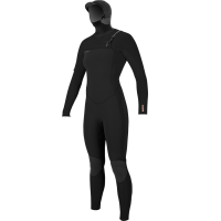 Women's O'Neill 5.5/4 Hyperfreak Chest Zip Hooded Wetsuit 2022 in Black size 8T | Rubber/Neoprene