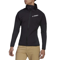 Adidas Techrock Fleece Wind Hooded Jacket 2022 in Black size X-Large | Elastane/Polyester