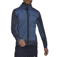 Adidas Terrex Tech Flooce Hooded Jacket 2022 in Blue size X-Large | Elastane/Polyester