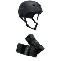 Pro-Tec The Classic Certified EPS Skateboard Helmet 2025 Package (M) + M Adult Wrist Guards in Black size Medium | Neoprene