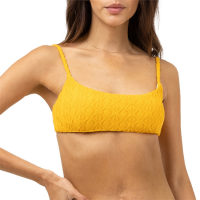 Women's Rhythm Ripple Terry Crop Bikini Top 2023 in Gold size Medium | Spandex/Polyester