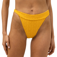 Women's Rhythm Ripple Terry Hi Banded Bikini Bottom 2023 in Gold size Small | Spandex/Polyester