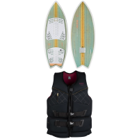 Women's Ronix Koal Classic Fish Wakesurf Board 2024 - 4'5 Package (4'5) + L Womens in White size 4'5"/L | Neoprene