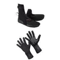 O'Neill 3mm Heat Split Toe Wetsuit Boots 2022 - 9 Package (9) + L Gloves in Black size 9/L | Rubber/Neoprene