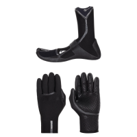Quiksilver 3mm Marathon Sessions Split Toe Wetsuit Boots 2021 - 8 Package (8) + XS Gloves in Black size 8/Xs | Neoprene