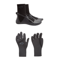 Billabong 5mm Absolute Split Toe Wetsuit Boots 2022 - 6 Package (6) + XS Gloves in Black size 6/Xs | Nylon/Neoprene