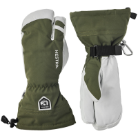 Hestra Army Leather Heli Ski 3-Finger Mittens 2025 in Green size 10 | Leather/Polyester