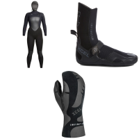 Women's XCEL 5/4 Infiniti Hooded Wetsuit - 2 Package (2) + 5 Booties in Black size 2/5 | Neoprene/Plastic