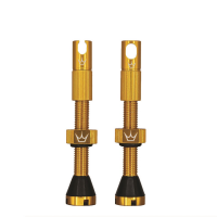 Peaty's Alloy Presta Valve Stem 2024 in Gold size 42mm | Rubber