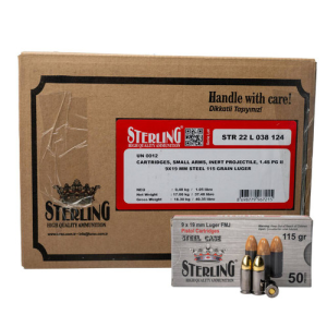 Sterling STERLING 9X19MM LUGER FMJ STEEL CASING 115GR CASE1500 UPC: 8698779967215 - $352.99 at Global Ordnance