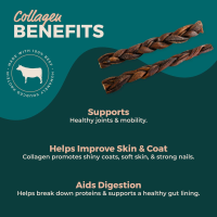 9" Braided Beef Collagen 2 Pounds | 14-16 Pieces by Bully Sticks Direct