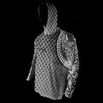 BLACK WHITE POLYNESIAN HOODIE XLT