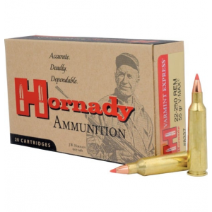 nady Varmint Express .22-250 Remington Ammunition 20 Rounds 55 Grain V-Max Polymer Tip Projectile 3680fps Ammo