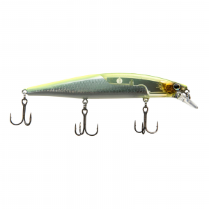 Image of Shimano World Minnow 115SP Suspending Jerkbait | Flash Boost Chartreuse Silver