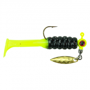 Image of Mr. Crappie Sausage Head Spins Pre-Rigged Slabalicious | Tuxedo Black Chartreuse; 1/16 oz.