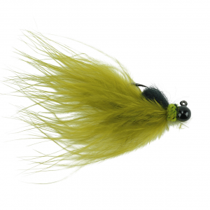 Image of Hawken Marabou Series AeroJig | Black-Golden Olive; 1/32 oz.