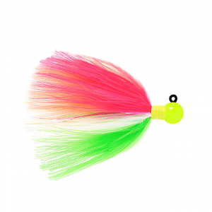 Image of Hawken Fire Flies Marabou Flash Jig | Chartreuse-Peach-Cerise-Green-White-Chartreuse Glow; 1/4 oz.