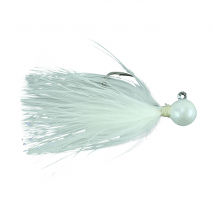 Image of Hawken Sy's Micro Marabou Jig | White Pearl Head-Grey-White; 1/64 oz.