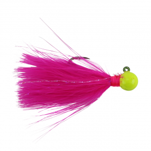 Image of Hawken Sy's Micro Marabou Jig | Yellow Chartreuse Head-Cerise; 1/64 oz.