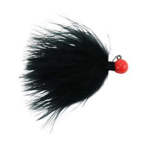 Image of Hawken Sy's Micro Marabou Jig | Orange Head-Black; 1/32 oz.
