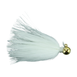 Image of Hawken Sy's Micro Marabou Jig | Gold Plate Head-White; 1/16 oz.