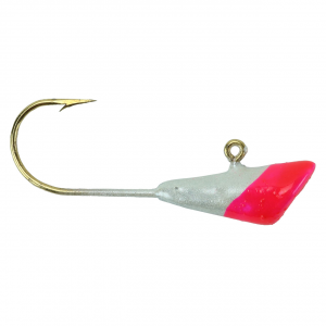 Image of Hawken Shad Dart Jig Head | Pearl White Base Cerise Tip; 1/32 oz.